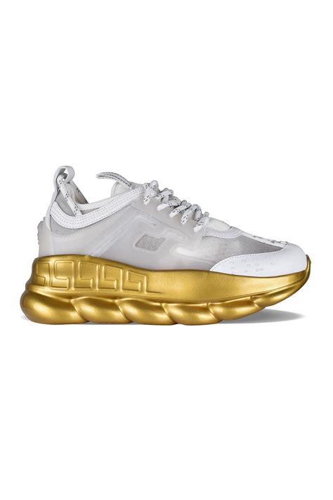 versace chain reaction leather and mesh trainers|versace sneakers white label.